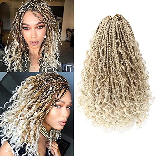 Goddess Box Braids Crochet Hair 12 Inch 8 Packs Crochet Goddess Braids Boho Box Braids Crochet Hair Pre-Loop Boho Crochet Braids Bohemian Box Braids Crochet Hair (12 Inch (8 Packs), T27/613)
