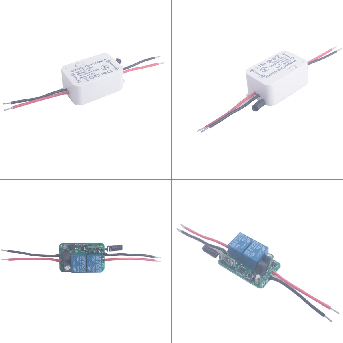 Interruptor de control remoto de motor de DC 12V 24V 36 48V interruptores de relé inalámbricos de 12V-80V 5 A controlador de receptor con transmisores, motor de avance, retroceso (2* Controlador)