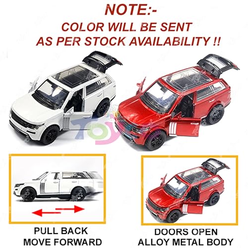 Image of toyco Alloy Metal SUV Toy Car for Kids | Pull Back Unbreakable Small Toy Cars | Openable Doors, Smooth & Shiny Edges |1:36 Scale | Gift Toys for Boys and Girls Age 3+ | (Range Rover)