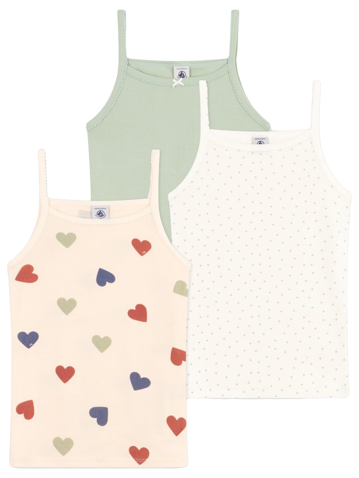Petit Bateau Mädchen Hosenträgerhemden (3er Pack)