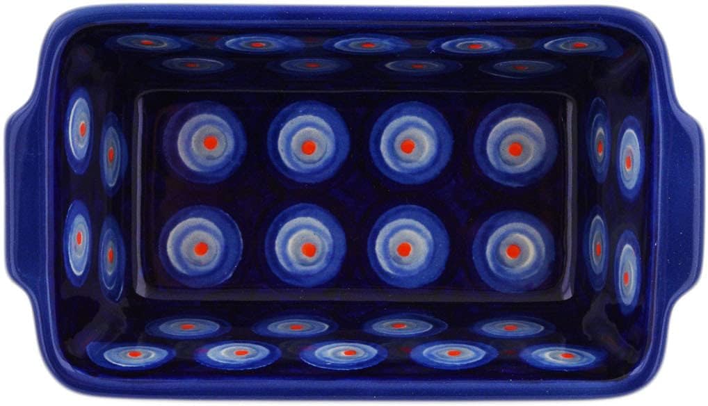 Polmedia Polish Pottery Mini loaf pan UNIKAT - Whirlpool Pattern Handmade in Boleslawiec Poland + Certificate of Authenticity