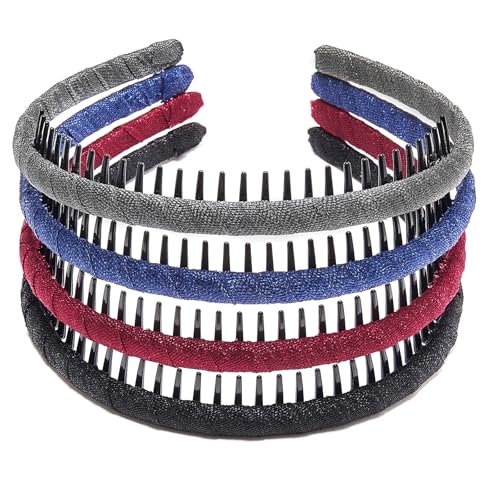 STHUAHE4PC Multicolor Protection Resin Teeth Comb Hair Hoop Hairband Headband Hair Accessories by Beauty hair (Multi-colored-No.9)