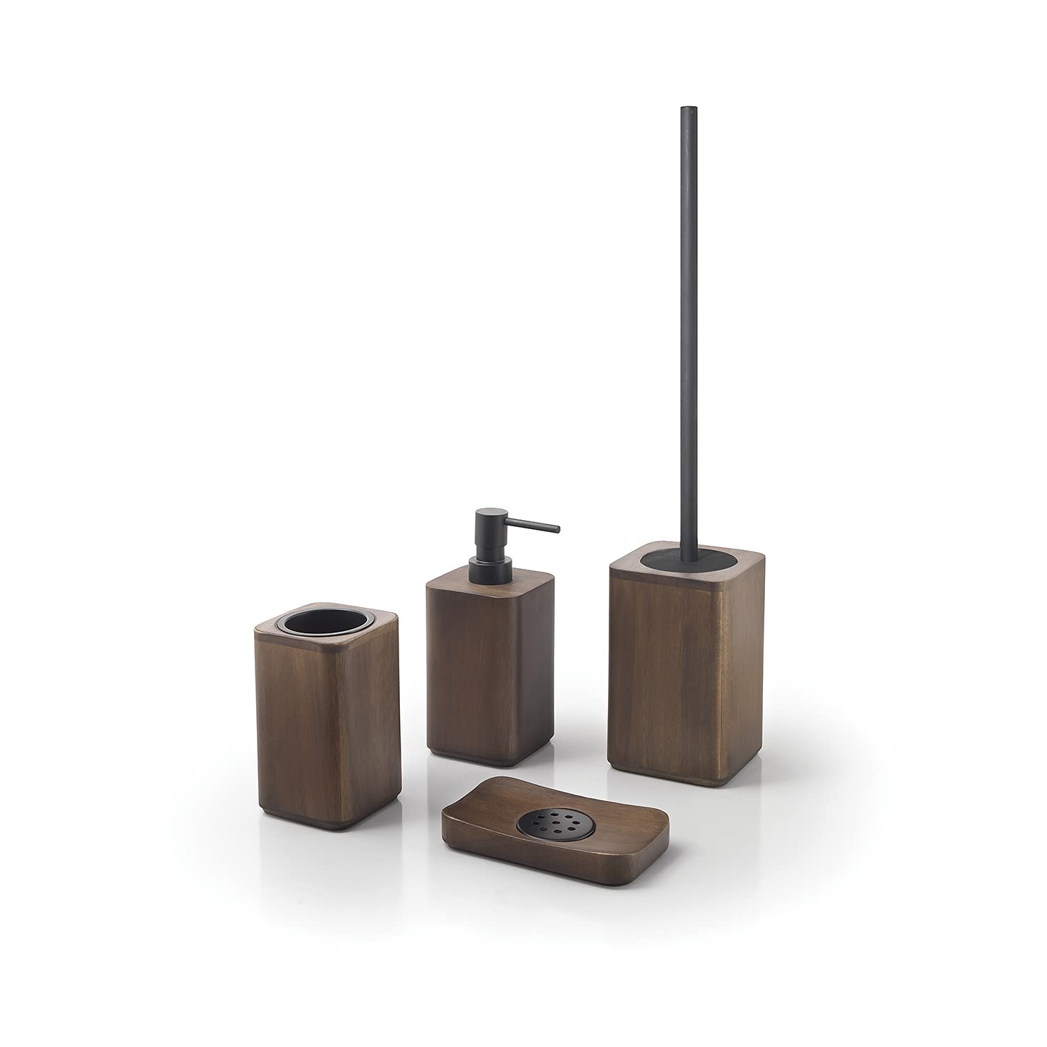 GEDY G-Dafne Scopino WC, Misure e peso: 47X9,5X9,5 CM & 0,522 KG, Scopettino wc realizzato in bambù, acciaio, resine, Finitura noce, Scopino bagno design di R&S Gedy, 2 anni di garanzia