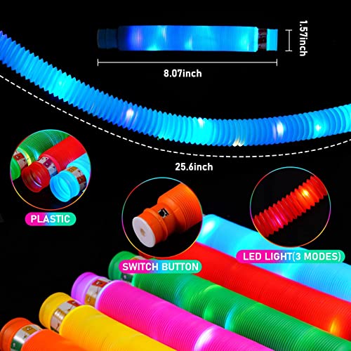 JSRHEEM Pop Tubes, Bastoncini fluorescenti in plastica, Giocattolo luminoso per feste, Regali per bambini, Ideale per feste di compleanno e come regalo di nozze (18)