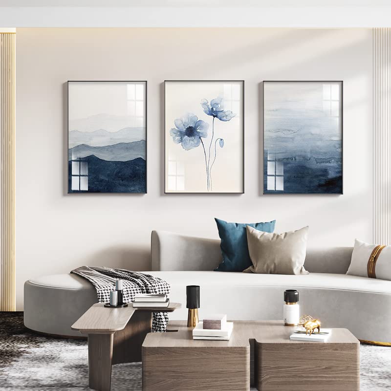 Amazon｜壁の芸術の絵画青いリビングルームの装飾プリントソファの背景
