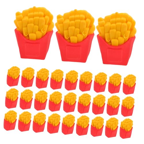 ZUNOXAZ 30個フライドポテト消し かわいい学用品 ミニ食品型消し 小学生向け賞品 クリエイティブ文房具 女の子用学校用品 課題やご褒美に