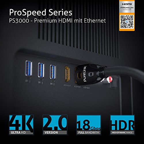 Cable HDMI PureLink PS3000 de 4 metros con conector anticaídas para pantallas estables 3