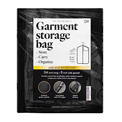 Luxury Storage Garment Bag for Long Women Dress, Long Men Suit, Formal and Evening Gown | 54 Inch + 5 Inch Gusset | Deluxe, Sturdy, Hanging, Breathable, Foldable Clothes Cover, Dust Protector - Thumbnail 4