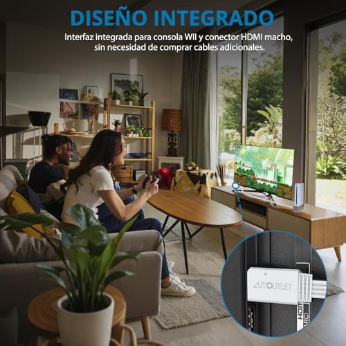 AUTOUTLET Wii Adaptador HDMI, 1080P/720P Wii a HDMI Adaptador de HDMI Integrado y diseño de Cable HDMI, Plug and Play (Blanco 120cm) - imagen 6