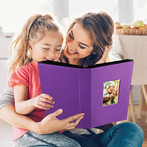 Ywlake Photo Album 4x6 300 Pockets, Leather Photo Albums Holds 300 Horizontal Only Pictures Purple - Thumbnail 2