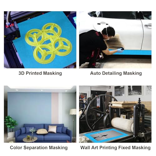 Image of BOMEI PACK 4'' Blue Painters Tape, 3D Printing Tape 4 Inches x 55 Yards for Laser Cutting, 21-Day Clean Removal Wide Masking Tape