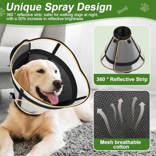 Image of Cone for Dogs - Soft Elizabethan Collar for Large, Medium & Small Dogs | Post-Surgery Recovery, Anti-Licking, Adjustable & Lightweight Dog Cone Alternative (Black,XL)