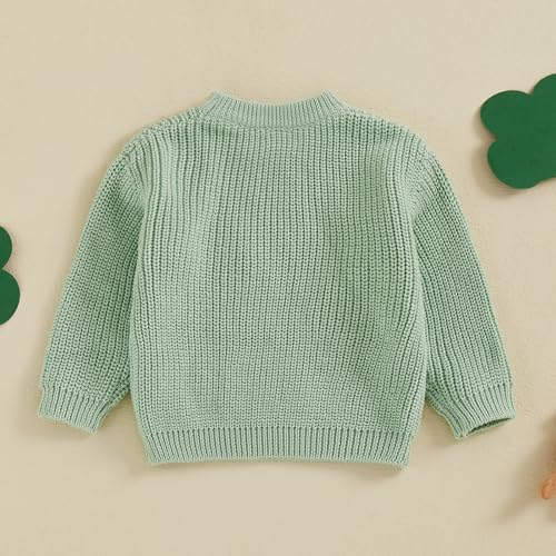Baby Boy Girl Cute Long Sleeve Crew Neck Clover Embroidery Sweater Toddler St Patricks Day Outfit4