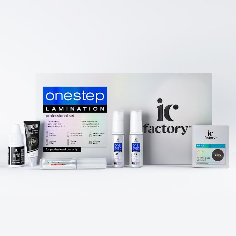 Bronsun IC Factory One Step Lash Lamination Lift Kit, Thio Free and Ammonia Free Formula with Encapsulated Cysteamine, 6-Piece Professional Lash Lifting System