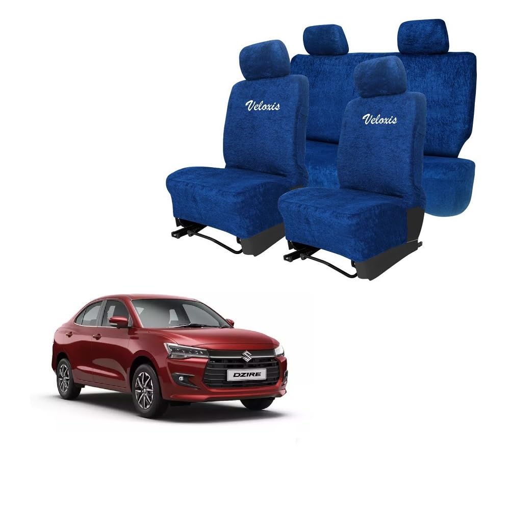 Cotton Towel Readymade Towel Car Seat Cover for Maruti Swift Dzire 5-Seater (Navy Blue),Front and Rear Protection, 8 piece Set-image-44