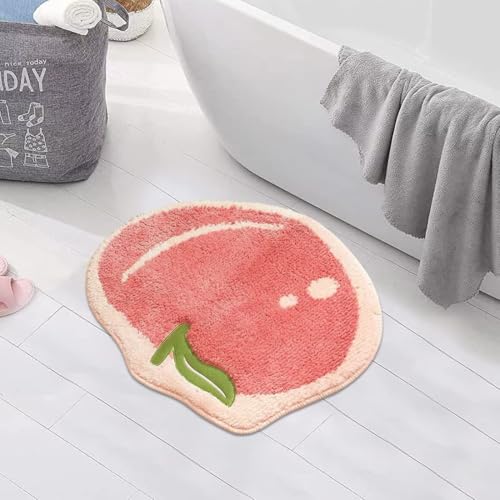 Image of GAVI Home Decor Super Soft Shaggy Bath Mat Anti Skid Cute Absorbent Kids Small Bath Mat Cartoon Apple Fruit Bathroom mat Non Slip, Cute Bathroom Floor Mat for Home Decor (60 x 40 Cm, Apple)