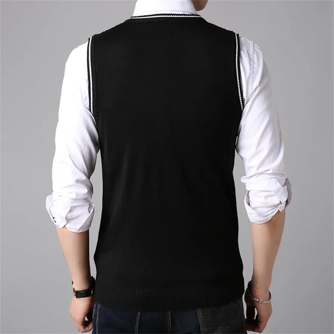 Men Clothes Classic Slim Sweaters V-Neck Sleeveless Sweater Knitwear Sweater Vest