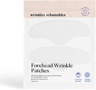 Wrinkles Schminkles Forehead Wrinkle Patches, 2-Pack, Reusable Hypoallergenic Silicone Smoothing Pads for Reducing Frown Lines & Face Lift Overnight