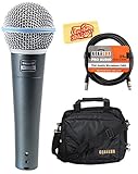 Shure Beta 58A Supercardioid Dynamic Vocal Microphone Bundle with Gear Bag, XLR Cable, and Austin Bazaar Polishing Cloth