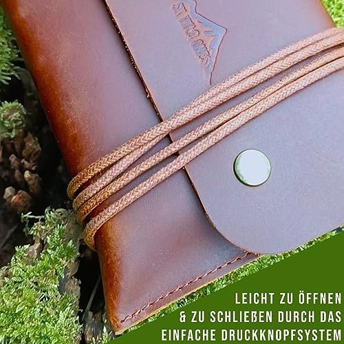 SK Wild Ones® Outdoor Gewürztasche - Echtleder Mit 6 Gewürzdosen Camping - Bushcraft - Reise Gewürze Set - Gewürzbehälter Camping - Outdoor vanlife zubehör Gewürze Set Camping, Spice bag,