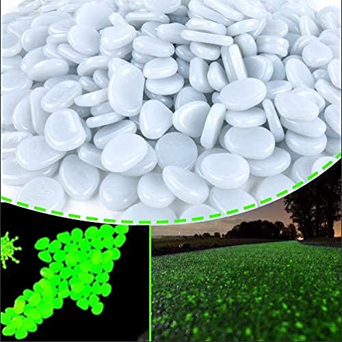 HTWNK Glowing Rocks, Glow in The Dark Pebbles Solar Stones for Outdoor Garden Walkways Pathway Patio Lawn(500PCS, Green)