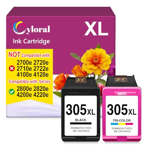 Cyloral 305XL Cartucho Tinta para HP 305XL DeskJet 2800e 2820e 4220e 4200e 2810e 2821e 2822e 2823e 4210e 4222e 4230e Tinta Impresora para HP 305 XL Negro y Color