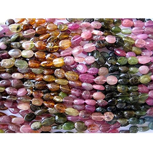 Perles tourmaline ovales 6mm pour création de bijoux fil de 35cm LKBEADS
