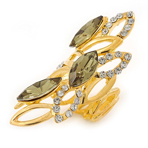 Bague cocktail olive et dorée Avalaya parfaite pour illuminer vos soirées chic