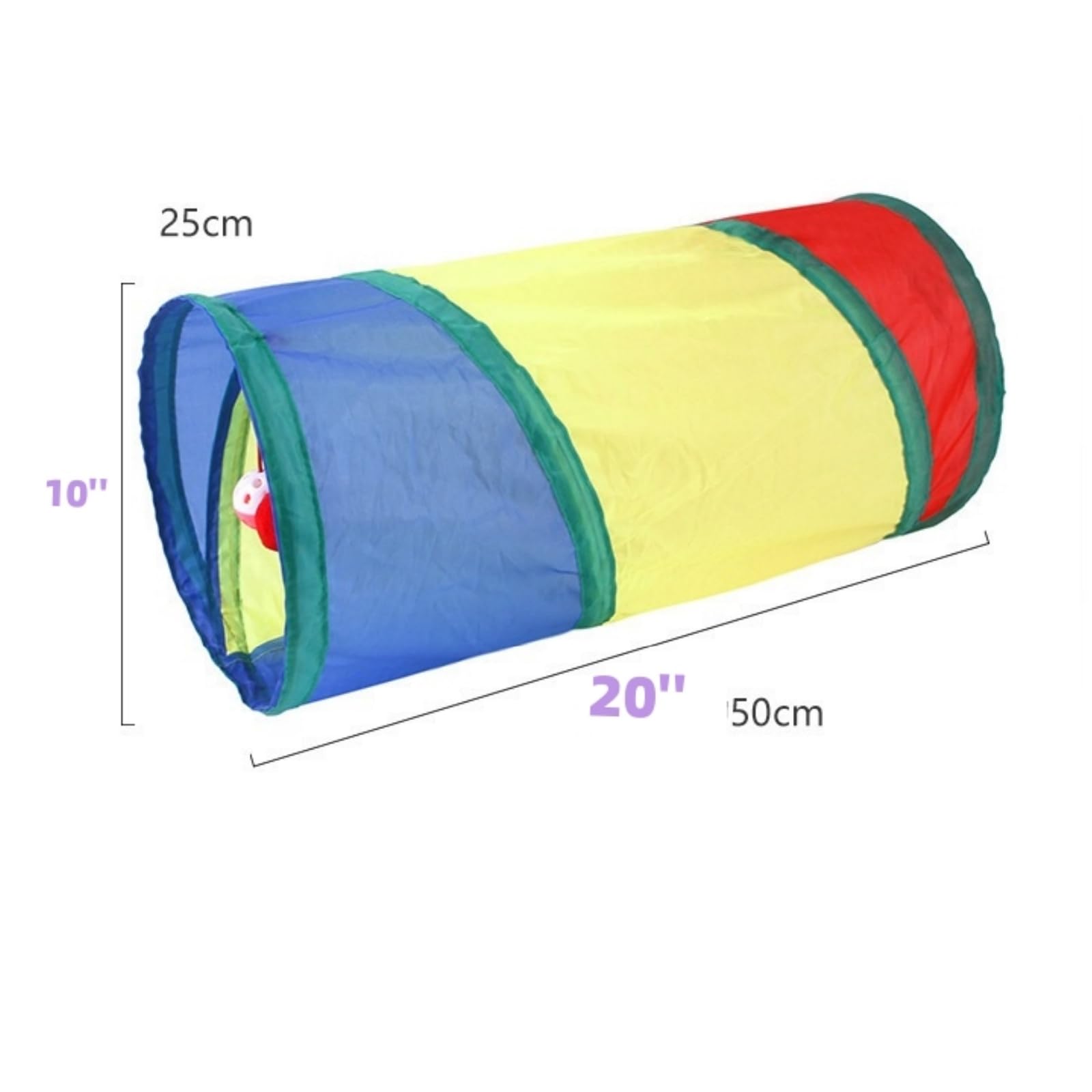 Túneles de gato arcoíris con bola interactiva para interiores y exteriores, túnel grande para gatos, juguete para gatitos, gatitos, conejos, 2 vías
