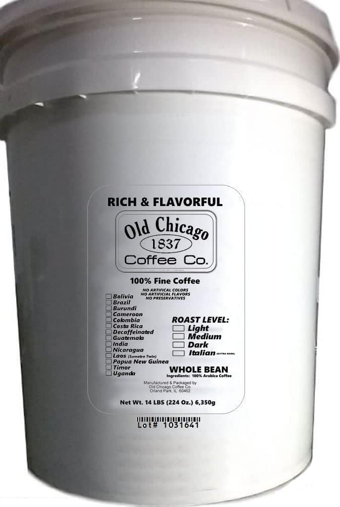 14 Pounds Bulk Roasted Coffee Beans - 5 Gallon Coffee Bucket - 224 Ounces (6,350 grams)