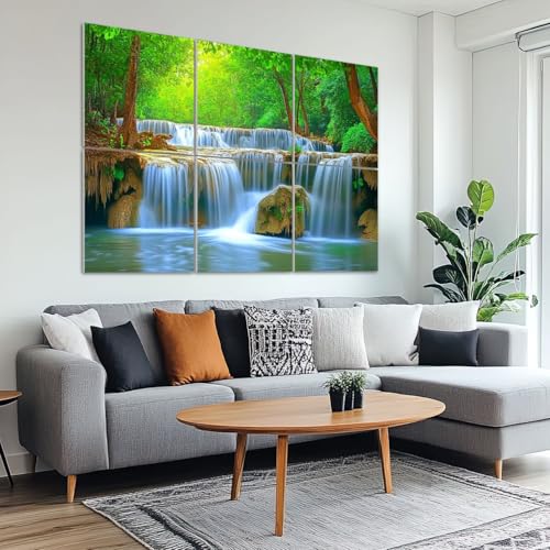 6 Paneles Acústicos Artísticos Pack de 6 Absorbentes de Sonido con Diseño Paisaje de Cascada y Naturaleza 72"x48" miniatura 6