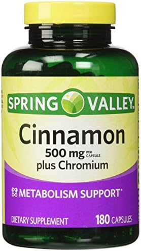 Spring Valley - Cinnamon 500mg Plus Chromium, Twin Pack, 2 Bottles of 180 Capsules