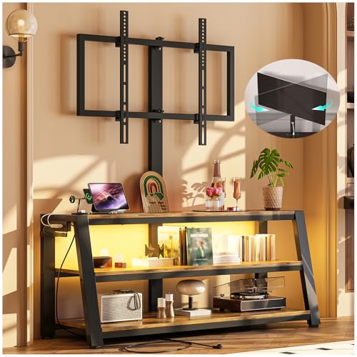 La mejor selección de Mesa Tv de esta semana. 42 SIMPLE HOGAR Mueble para TV,Mueble TV con Soporte Giratorio,Mesa para TVs con Toma Corriente y Luz LED,para Televisor 32 a 65 Pulgadas,Muebles de TVs Abierto de 3 Niveles.(Retro)