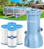1000GPH Powerful Pool Cartridge Filter Pump with 4-Pack Filter Cartridges, Complete Water Circulation & Filtration System