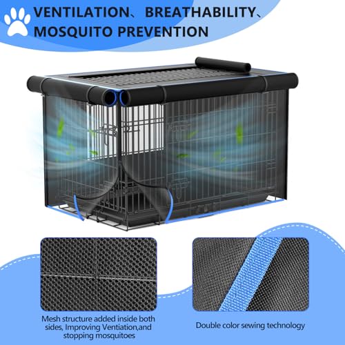 Dog Crate Cover, 600D Oxford Kennel Kennel Covers with Waterproof, Windproof, Breathable Mesh, Storage Pocket, 42 Inch, Cage Covers for Cat Large Dog - Image 3