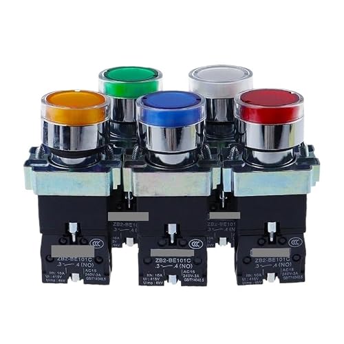 IDGTTLDF 1pc 22mm Momentary XB2-BW3361 Round Push Button Switch with LED Light 1NO 12V Green ZB2-BE101C – vue 4