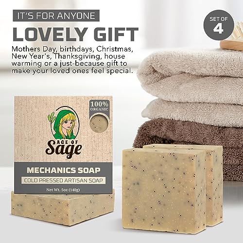 Age Of Sage Natural Bar Soap For Men - Vegan Bath Soap Bars Gift Set - Handmade Cold Process Artisan Soaps With Essential Oil, All Moisturizing Wash Soaps, Fragrant Mechanics Soap Scent (4 Pack) #TOP5