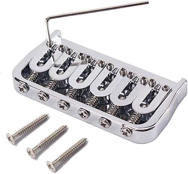 Electric Guitar Bridge Fixed 6 Strings Hardtail Saddle Bridge,Chrome-plated String Through Body Fixed Bridge for Strat Tele Style Guitars Replacement