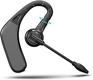 headset wireless bluetooth earpiece for cell phone with replaceable battery 20Hrs usage handsfree bluetooth phone earpiece one ear bluetooth earpiece with microphone for Andriod & iPhone (Black)
