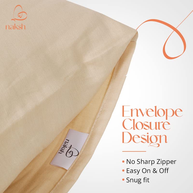 Image of Naksh Japandi Vibes Collection Cotton 210 TC Plain Pillow Covers Set of 2, Beige Pillow Cover | Sleep Pillow Covers (18 in x 27 in) |Soft Pillows Covers Cotton for Big Pillows