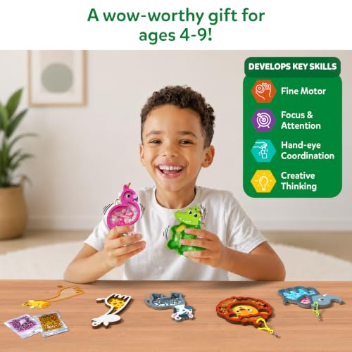 Image of Skillmatics Shake-its - Glitter Craft Kit for Kids, DIY Animal Arts & Crafts with Keychains, Mess-Free Activity, Travel Toy, Birthday Gift for Girls & Boys Ages 4, 5, 6, 7, 8, 9