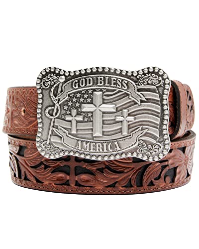 Cody James Men's God Bless America Cross Buckle Leather Belt - Cjasp22bt11
