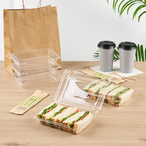Restaurantware Clear Plastic Takeout Container 100 Count 8.27 x 5.83 x 1.77 Inch Clamshell Box Disposable Food Container Hinged Lid Stackable Clear by Restaurantware - Image 6