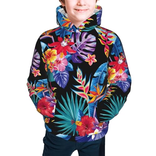 Tropical Palm Leaves Kid Hoodies Boys Sweatshirts Girls Pullover with Pocket3