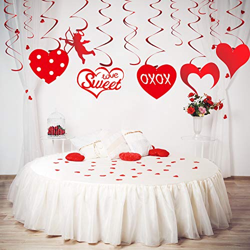 Tuparka 30 Pieces Valentine Hanging Swirl Decoration Kit Foil Hanging Swirl Ceiling Decoration For Valentine's Day Wedding Party #TOP5