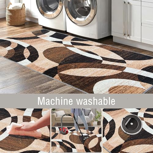 Tapis géométrique lavable en machine résistant aux taches 200x260cm salon - 8