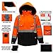New York Hi-Viz Workwear J8511-L Men's Ansi Class 3 High Visibility Safety Bomber Jacket With Zipper, PVC Pocket, Black Bottom and Detachable sleeve (Large, Orange)