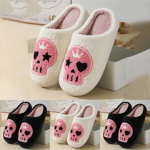 Halloween Slippers for Womens Mens Home Comfy Memory Foam Fuzzy Soft Bedroom Slides Plush Warm Slipper Non-Slip Sole Winter Wool Lined Indoor Outdoor House Shoes2