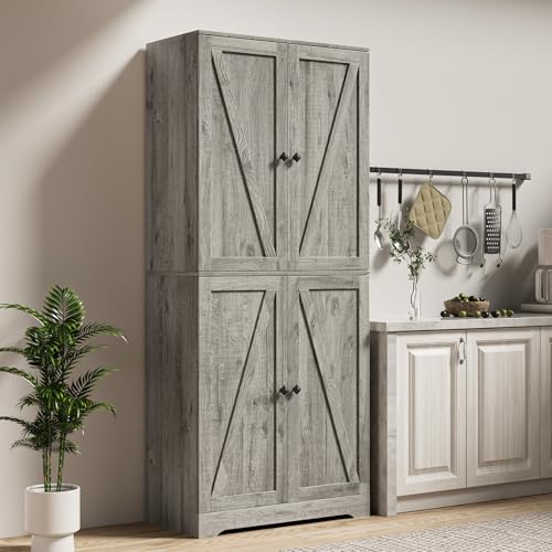 LYNSOM Farmhouse Storage Cabinet 72" Tall, Kitchen Pantry Cabinet with