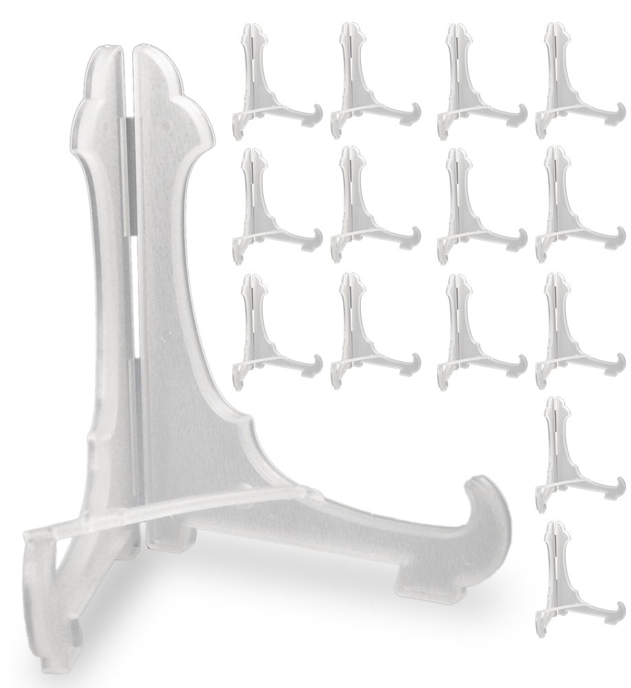 Clear Frosted Plastic Economy Easels with Locking Bar 5 Inch High Pack of 15